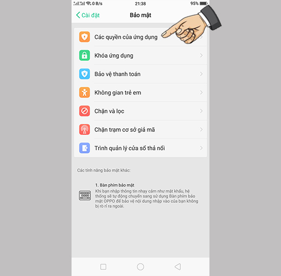 Vào các quyền ứng dụng
